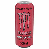 A 500ml can of Monster Energy Drink, named "Pipeline Punch," featuring a bold red label.